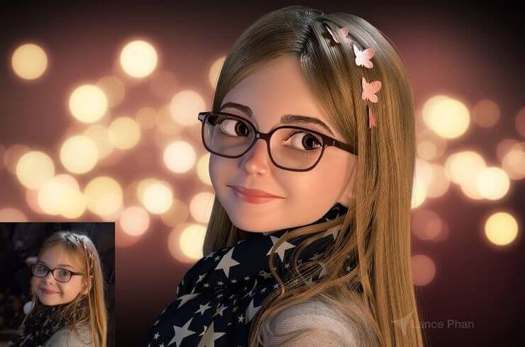 A incrível transformação de pessoas em desenhos 3D por Lance Phan Incrível arte digital do artista e ilustrador Lance Phan