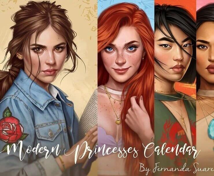 A versão das princesas da Walt Disney se vivessem no nosso século A versão moderna das princesas da Disney por Fernanda Suarez