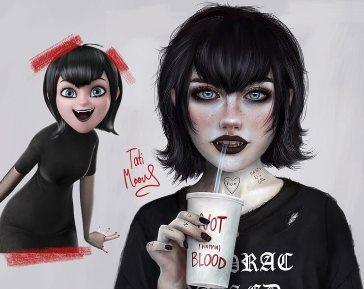 Desenhos animados realistas da artista TatiMoons