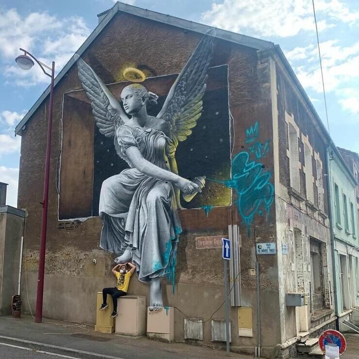 Pintura de grafite 3D do artista francês Pierrot Scaf