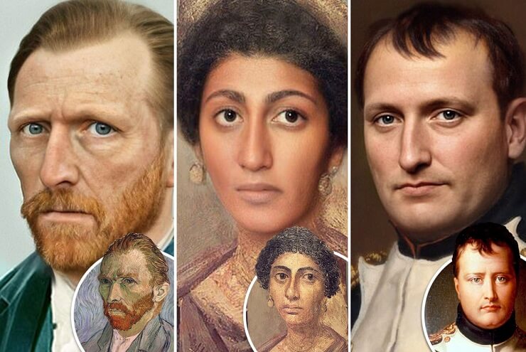 Figuras históricas famosas do artista holandês Bas Uterwijk