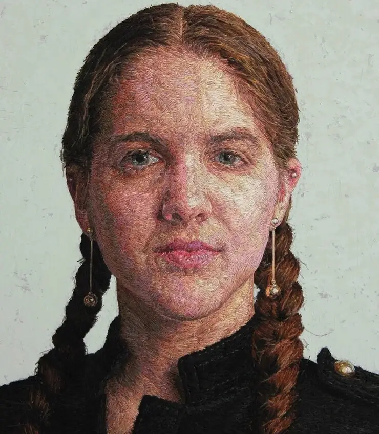 Obra de arte feita só com linha pela artista Cayce Zavaglia Arte com linha Cayce Zavaglia