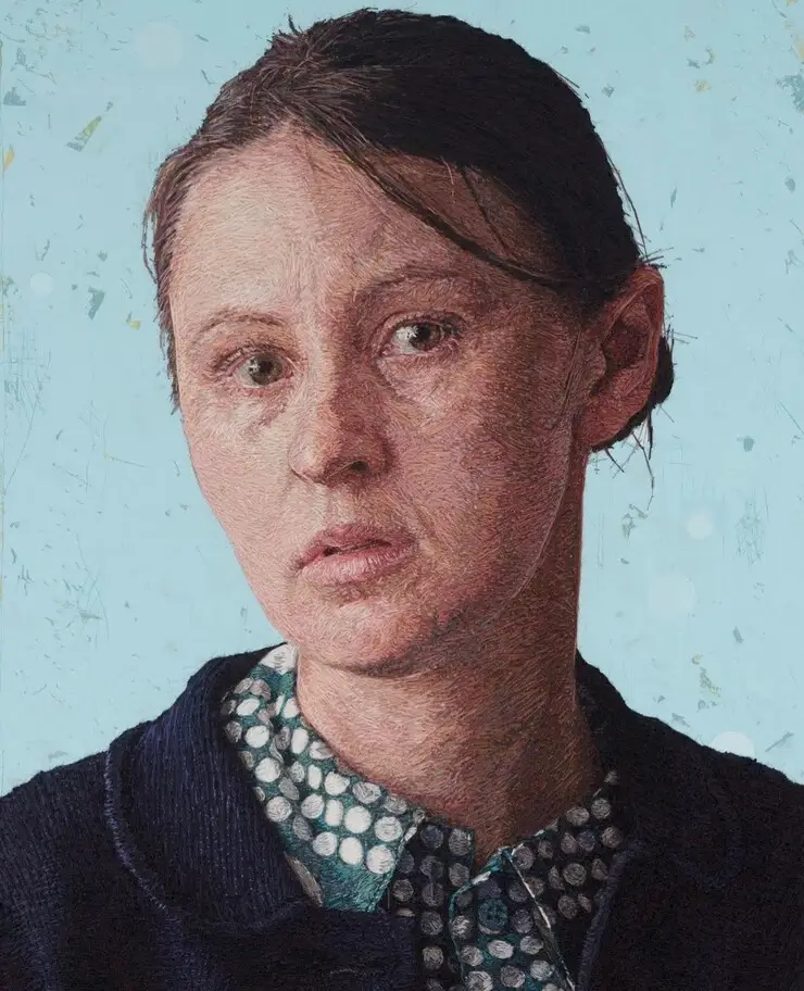 Obra de arte feita só com linha pela artista Cayce Zavaglia Arte com linha Cayce Zavaglia